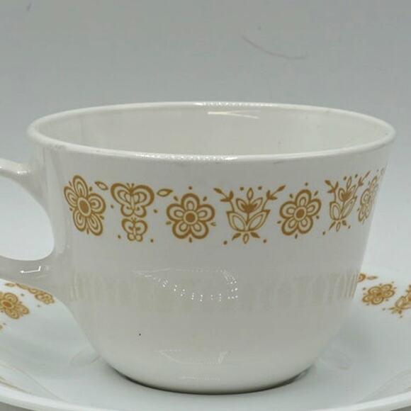 Set Of 2 Corelle Corning Butterfly Gold C Handle Teacups & Saucers - Picture 3 of 6